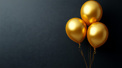 Golden balloons against midnight blue wall, background and wallpaper.
