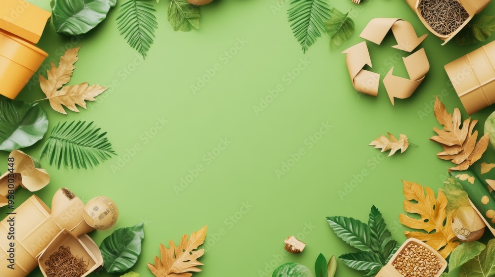 Poster natural eco-friendly 3d design with recycle and compost patterns for text overlay