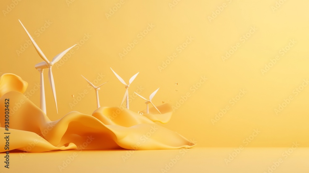 Poster eco-friendly green technology concept in 3d render with earthy background space for text insertion