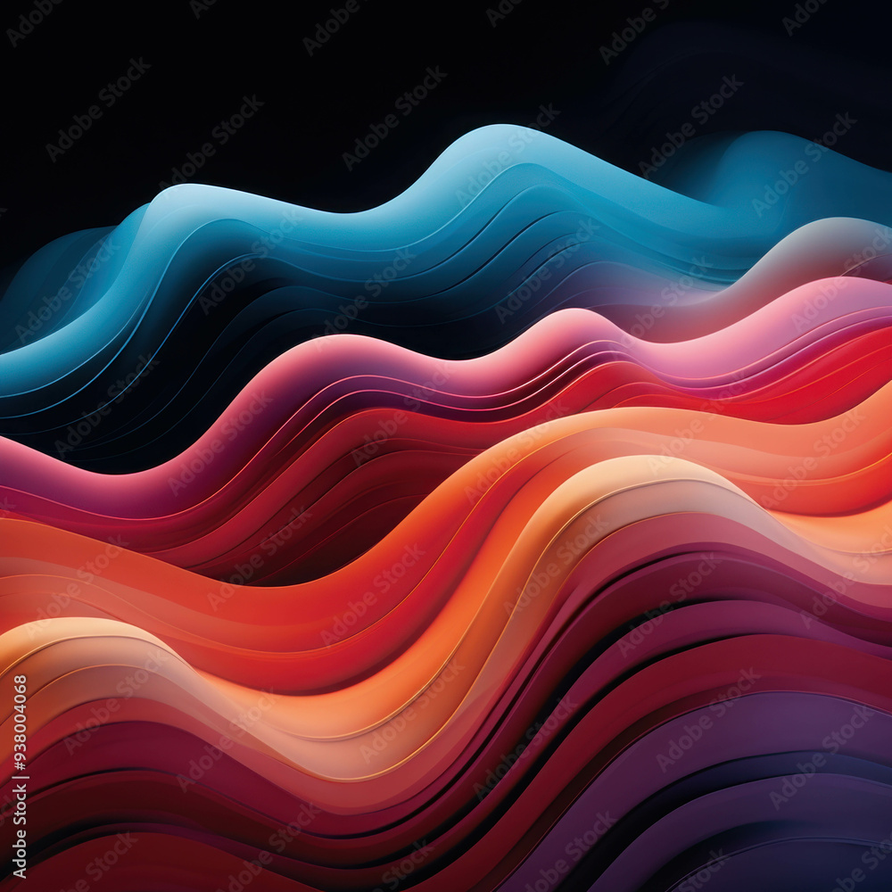 Poster abstract fluid waves: a mesmerizing interplay of vibrant colors in a fluid, abstract design. the dyn