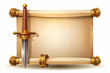 Ramayana Scroll and Sword concept as Vector illustration of an ancient scroll with a sword isolated on a white background symbolizing the wisdom and strength from the epic Ramayana during Dussehra wit