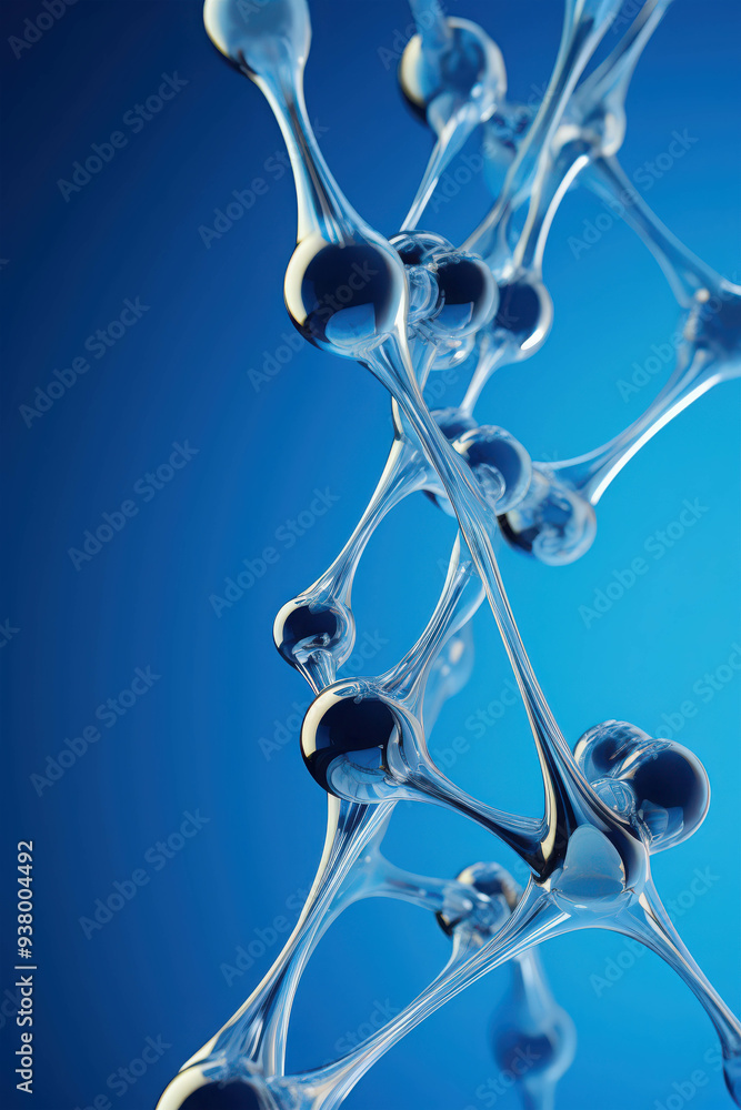 Poster crystalline connections: a mesmerizing 3d rendering of a transparent molecular structure against a v