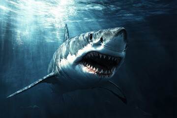 Fototapeta premium Dangerous Shark Wallpaper For Desktop , ai