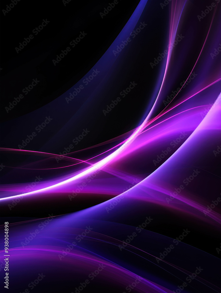 Poster abstract purple flow: a mesmerizing swirl of purple and blue light illuminates a dark background, cr