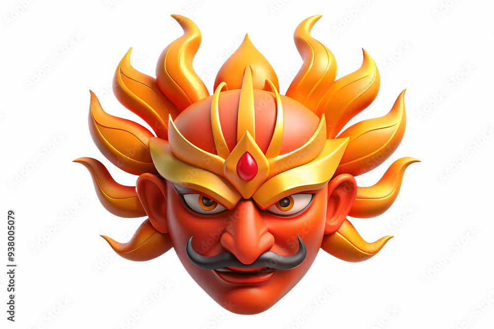 Aufkleber ravana mask and flames concept as abstract vector of ravanas mask with flames surrounding it isolate