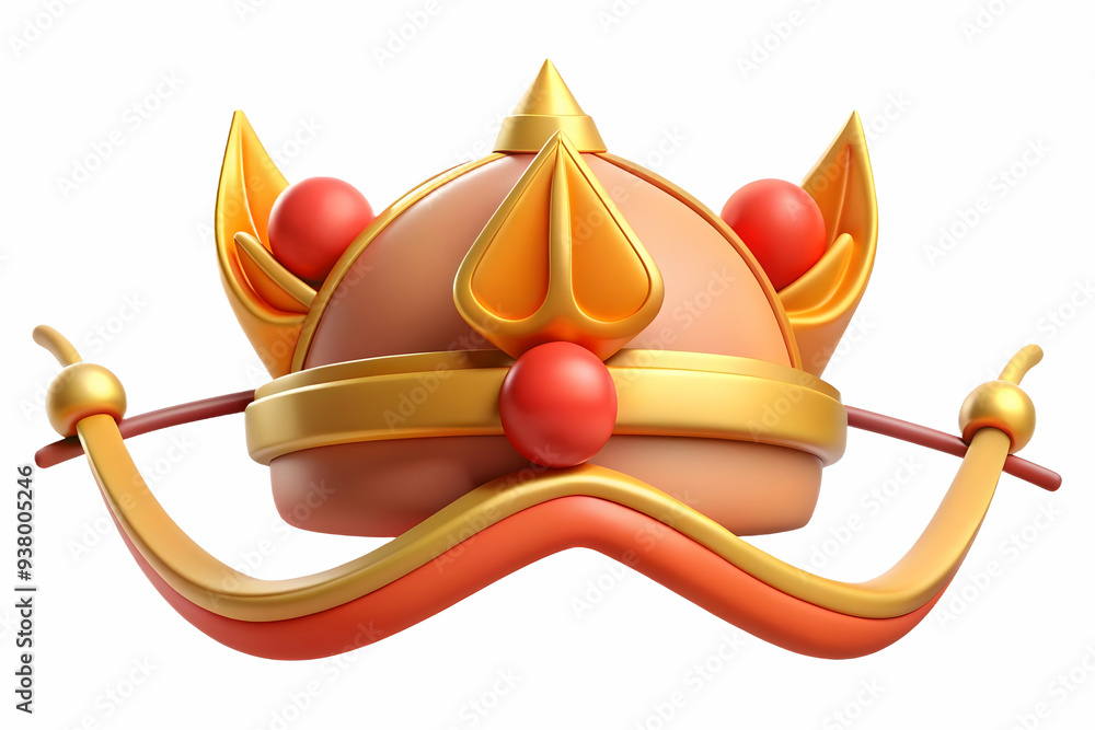 Poster ravanas crown and bow frame concept as vertical frame with ravanas crown on the top left and a bow o