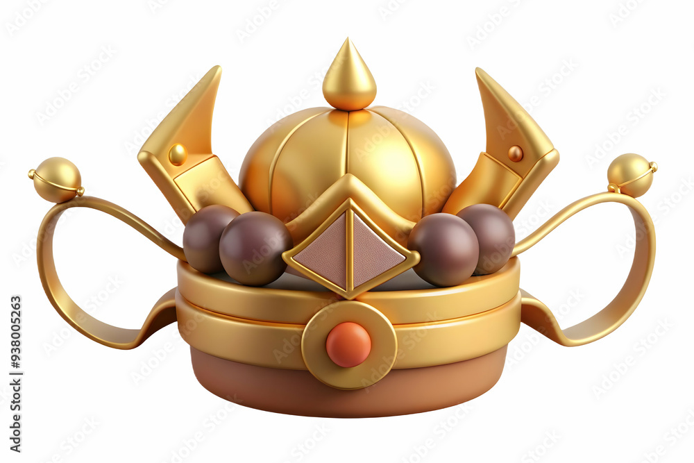 Poster ravanas crown and bow frame concept as vertical frame with ravanas crown on the top left and a bow o