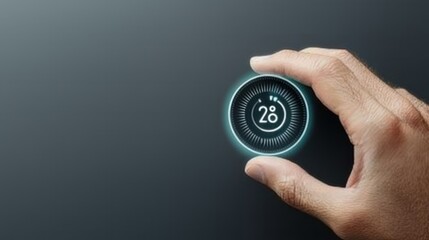 Hand Holding Futuristic Interface with Number