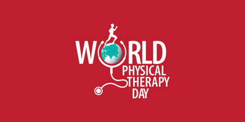 World Physical Therapy Day, September 8th Typography Template Vector, World Physiotherapy (PT) Day.  World Physical Therapy Day Creative Banner Poster Social Media web Post Design.