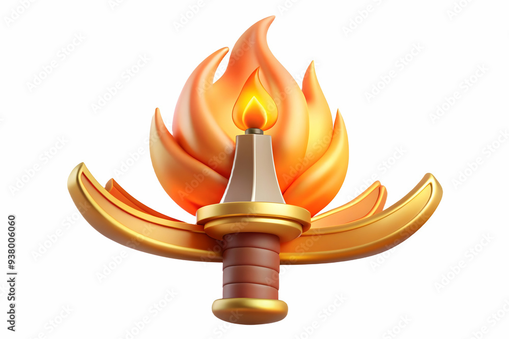 Poster Sacred Fire and Sword concept as Abstract vector of a sword with a sacred fire burning around it isolated on a white background symbolizing purity and power in the Dussehra festival with a dynamic and