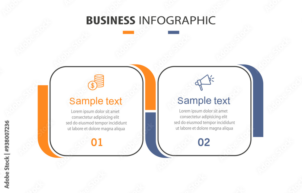 Wall mural vector infographic template with icons and 2 options or steps. can be used for process diagram, pres