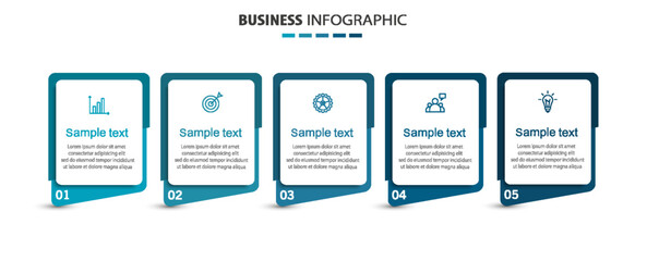 Business infographics number options template with 5 steps. Can be used for workflow layout, diagram, banner, web design. Vector eps 10	