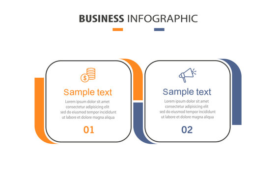 Vector infographic template with icons and 2 options or steps. Can be used for process diagram, presentations, workflow layout, flow chart, info graph	