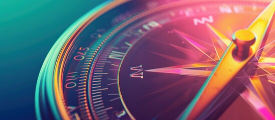 close-up photo of digital compass with gradient background
