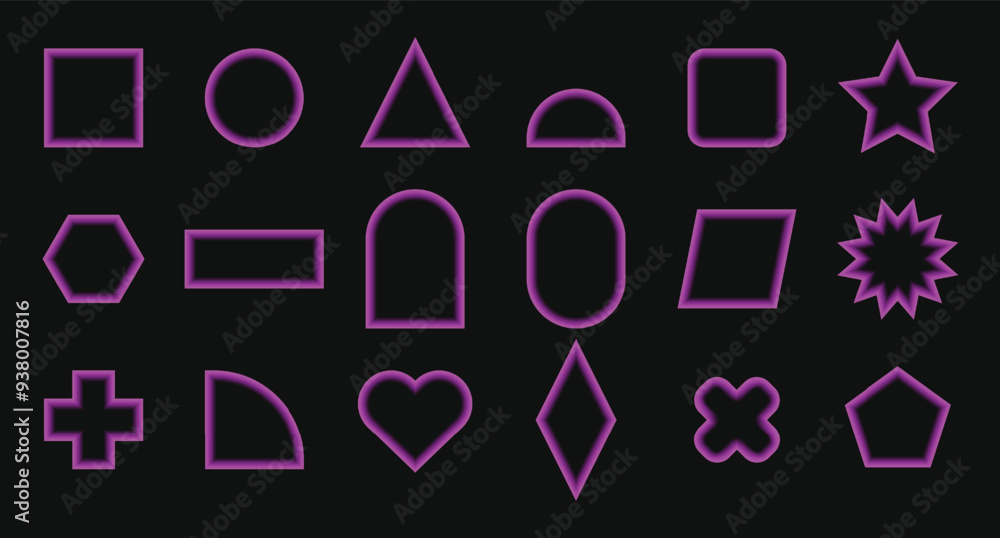 Poster set of geometric basic shape with blend effect. basic geometry symbol sign. vector illustration