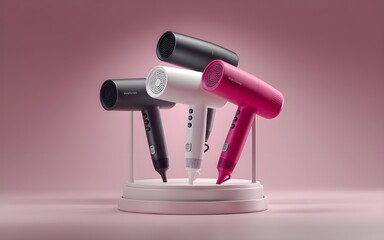 Modern Hairdryer on Pink, Ideal for Beauty Product Promotions