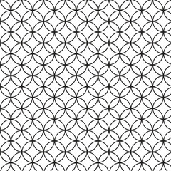 Black and white moroccan circles lattice linear design. Seamless vector pattern.