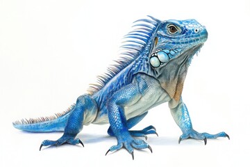 Obraz premium Vibrant Blue Iguana Illustration on White Background