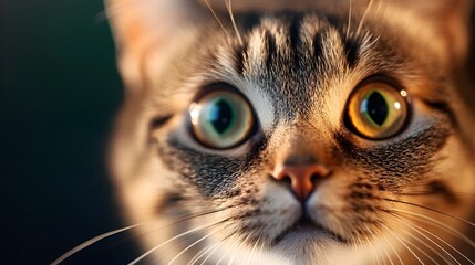 Startled Feline Face in Detailed 3D Rendered Closeup Shot