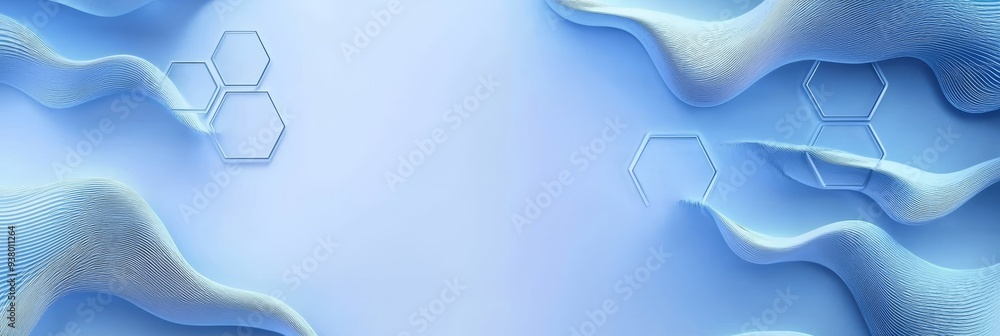 Poster abstract blue background with hexagon shapes - abstract blue background with flowing, wavy lines and