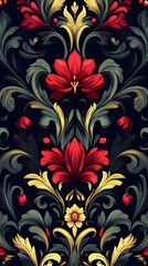 Shapes, Flowers, Florals, Green and Red, Abstract Image, Texture, Pattern Background, Wallpaper, Smartphone Cover and Screen, Cell Phone, Computer, Laptop, 9:16 and 16:9 Format