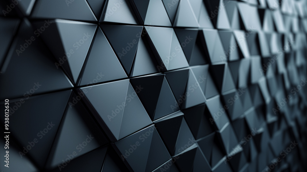 Wall mural abstract futuristic high tech dark black background with a triangular block structure. wall texture 