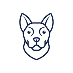 simple Minimalist monoline lineart outline dog head icon logo template vector illustration