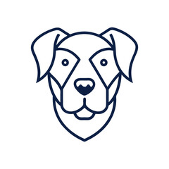 simple Minimalist monoline lineart outline dog head icon logo template vector illustration