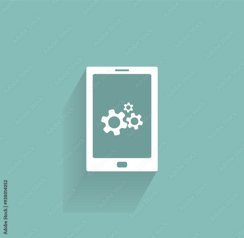 Poster vector icon of white color with shadow on gray-green background