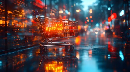 Sleek 3D portrayal of online retail marketing with a blurred background, perfect for digital application imagery.