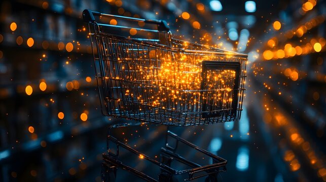 Sleek 3D portrayal of online retail marketing with a blurred background, perfect for digital application imagery.