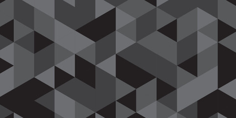 Obraz premium Abstract geometric black and gray background. seamless mosaic polygon triangle texture wallpaper. Triangle shape retro wall grid pattern geometric ornament vector square element background.
