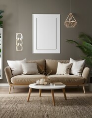 Home Mockup in Contemporary Room Interior Background