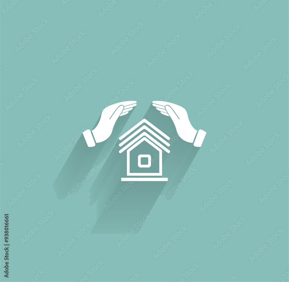Poster vector icon of white color with shadow on gray-green background
