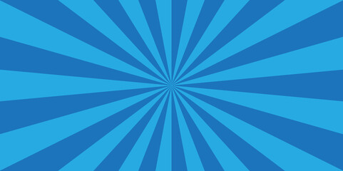 Sunburst beam light vintage shine and graphic summer explosion pattern. blue bright sunrise isolated glow striped texture background.