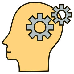 human intelligence. human head with gears illustration