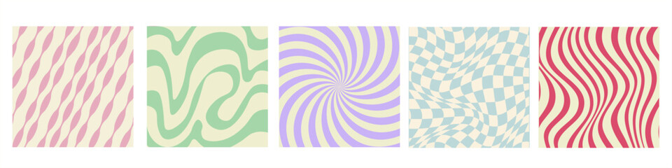 Trendy Y2K-inspired abstract geometric checkered texture with a groovy, acid colored background in vector design