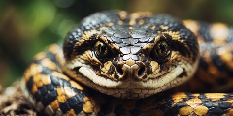 Obraz premium Close-up of a snake's head, showing its eye and scales.