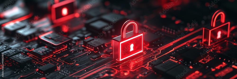 Aufkleber cyber security: protecting data with digital locks - the image symbolizes data security, digital pro