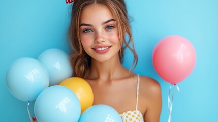 Obraz premium girl with balloons