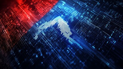 Obraz premium Digital Technology and Data Flow Abstract - This image symbolizes the flow of data, technological innovation, digital transformation, connectivity, and the future of technology.