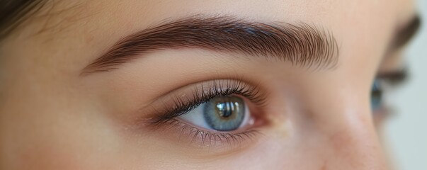 Fototapeta premium Close-up of a Caucasian woman's eyes and eyebrows