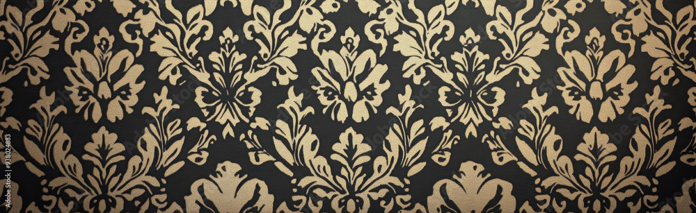 Poster elegant black and gold damask pattern seamless background - this image features a luxurious damask p