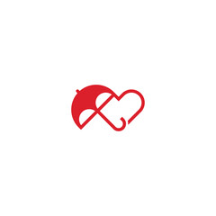 Heart umbrella abstract logo design.