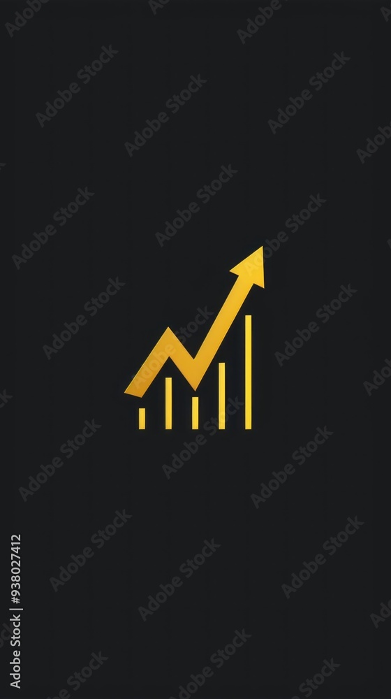 Poster A black and gold image of a graph with an arrow pointing upward