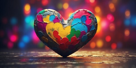 Colorful heart graffiti on a wall, expressing love and creativity.