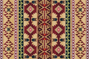 Navajo tribal vector seamless pattern. Native American ornament. Ethnic South Western decor style. Boho geometric ornament. Vector seamless pattern. Mexican blanket, rug. Woven carpet illustration