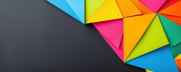 Obraz premium Colorful geometric shapes against a dark background, abstract art, contrast