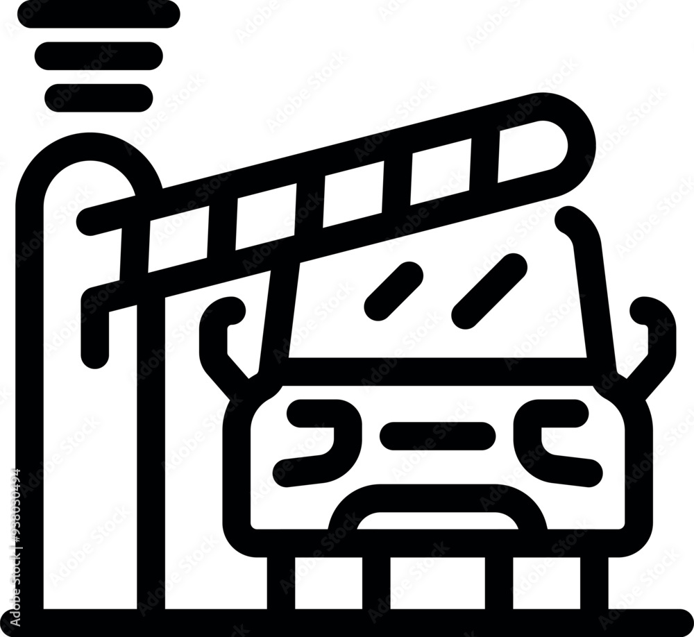 Aufkleber outline icon of a car passing through an open barrier gate