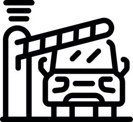 Outline icon of a car passing through an open barrier gate